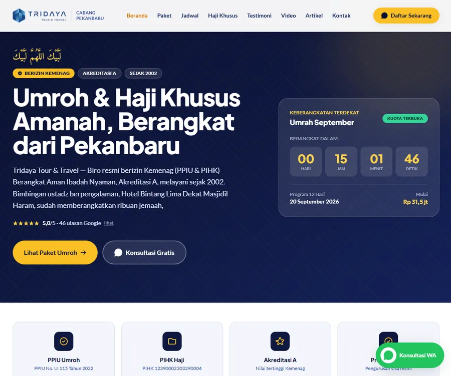 Tampilan umrohpekanbaru.com